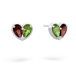 Garnet 'Our Heart' 14K White Gold earrings E5072