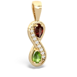 Garnet Diamond Infinity 14K Yellow Gold pendant P5390