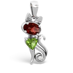 Garnet Kitten 14K White Gold pendant P5780