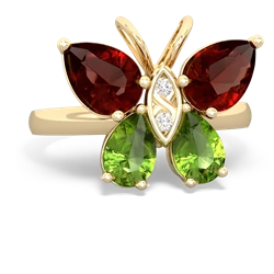 Garnet Butterfly 14K Yellow Gold ring R2215