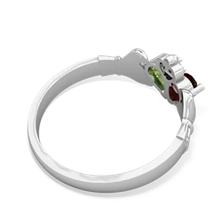 Garnet 'Our Heart' Claddagh 14K White Gold ring R2388