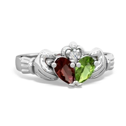 Garnet 'Our Heart' Claddagh 14K White Gold ring R2388