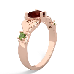 Garnet Claddagh Keepsake 14K Rose Gold ring R5245