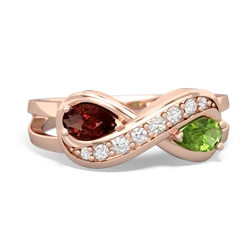 Garnet Diamond Infinity 14K Rose Gold ring R5390