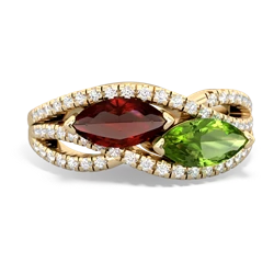 Garnet Diamond Rivers 14K Yellow Gold ring R3070