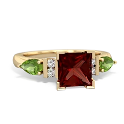 Garnet 6Mm Princess Eternal Embrace Engagement 14K Yellow Gold ring C2002