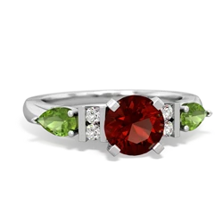 Garnet 6Mm Round Eternal Embrace Engagement 14K White Gold ring R2005