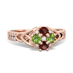 Garnet Celtic Knot Cluster Engagement 14K Rose Gold ring R26443RD