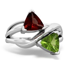 Garnet Split Band Swirl 14K White Gold ring R2341