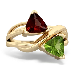 Garnet Split Band Swirl 14K Yellow Gold ring R2341