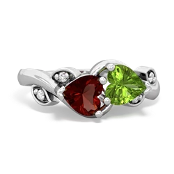 Garnet Floral Elegance 14K White Gold ring R5790