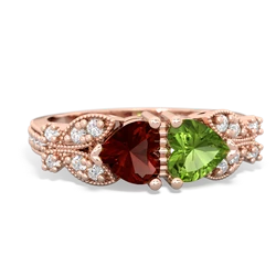 Garnet Diamond Butterflies 14K Rose Gold ring R5601