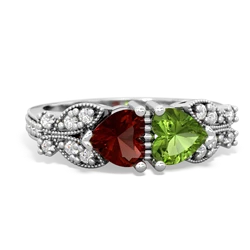 Garnet Diamond Butterflies 14K White Gold ring R5601