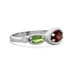 Garnet Milgrain Marquise 14K White Gold ring R5700