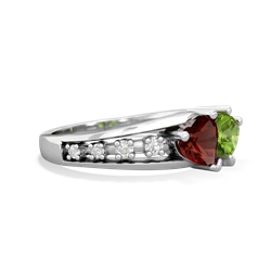 Garnet Heart To Heart 14K White Gold ring R3342