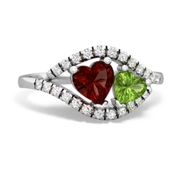 Garnet Mother And Child 14K White Gold ring R3010