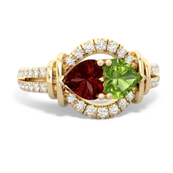 Garnet Art-Deco Keepsake 14K Yellow Gold ring R5630