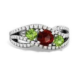 Garnet Three Stone Aurora 14K White Gold ring R3080