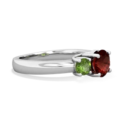 Garnet Three Stone Round Trellis 14K White Gold ring R4018