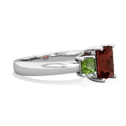 Garnet Three Stone Emerald-Cut Trellis 14K White Gold ring R4021