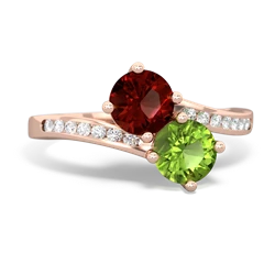 Garnet Channel Set Two Stone 14K Rose Gold ring R5303