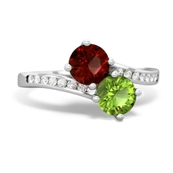 Garnet Channel Set Two Stone 14K White Gold ring R5303