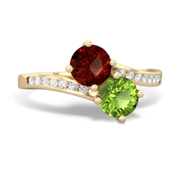 Garnet Channel Set Two Stone 14K Yellow Gold ring R5303