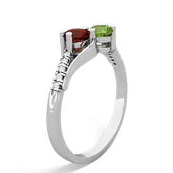 Garnet Infinity Pave Two Stone 14K White Gold ring R5285