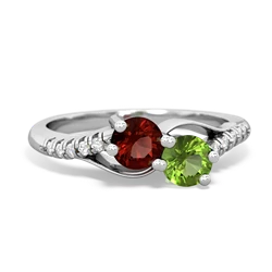 Garnet Infinity Pave Two Stone 14K White Gold ring R5285