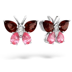 Garnet Butterfly 14K White Gold earrings E2215