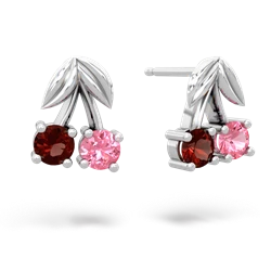 Garnet Sweet Cherries 14K White Gold earrings E7001