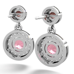 Garnet Halo Dangle 14K White Gold earrings E5319