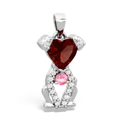 Garnet Puppy Love 14K White Gold pendant P5800