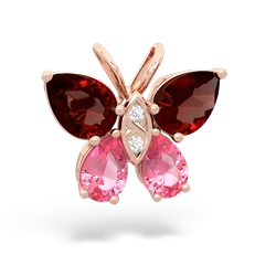 Garnet Butterfly 14K Rose Gold pendant P2215