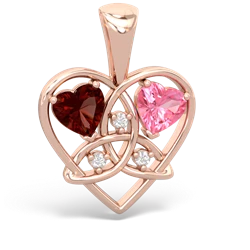 Garnet Celtic Trinity Heart 14K Rose Gold pendant P5331