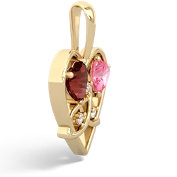 Garnet Celtic Trinity Heart 14K Yellow Gold pendant P5331