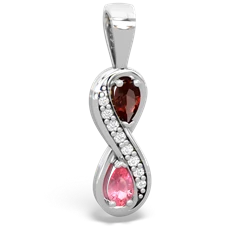 Garnet Diamond Infinity 14K White Gold pendant P5390