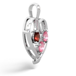 Garnet Glowing Heart 14K White Gold pendant P2233