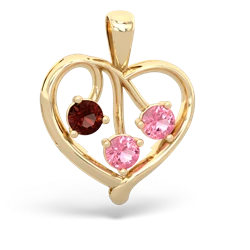 Garnet Glowing Heart 14K Yellow Gold pendant P2233