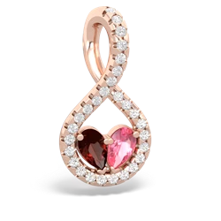 Garnet Pave Twist 'One Heart' 14K Rose Gold pendant P5360