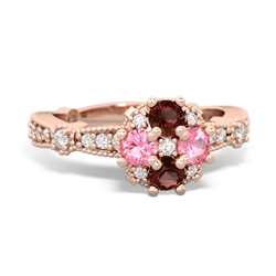 Garnet Sparkling Tiara Cluster 14K Rose Gold ring R26293RD