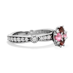 Garnet Sparkling Tiara Cluster 14K White Gold ring R26293RD