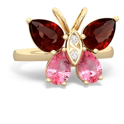 Garnet Butterfly 14K Yellow Gold ring R2215