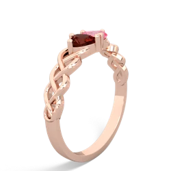 Garnet Heart To Heart Braid 14K Rose Gold ring R5870