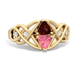 Garnet Keepsake Celtic Knot 14K Yellow Gold ring R5300