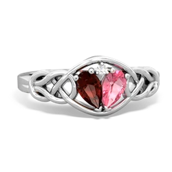 Garnet Celtic Love Knot 14K White Gold ring R5420