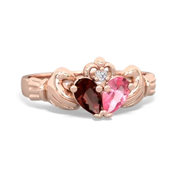 Garnet 'Our Heart' Claddagh 14K Rose Gold ring R2388