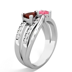 Garnet Bowtie 14K White Gold ring R2360