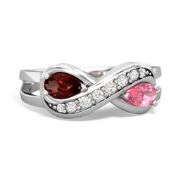 Garnet Diamond Infinity 14K White Gold ring R5390