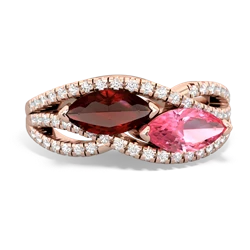 Garnet Diamond Rivers 14K Rose Gold ring R3070